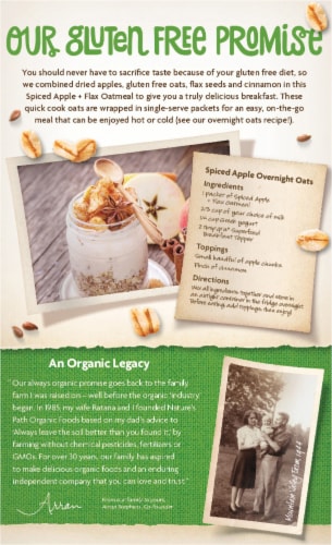 Nature's Path Organic® Gluten Free Spiced Apple & Flax Instant Oatmeal Perspective: back