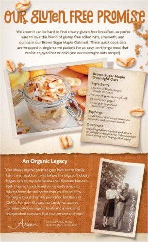 Nature's Path Organic® Gluten Free Brown Sugar Maple Instant Oatmeal Perspective: back