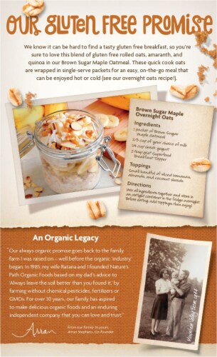 Nature's Path Organic® Brown Sugar Maple Instant Oatmeal Perspective: back