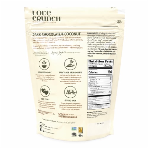 Nature's Path Love Crunch Dark Chocolate & Coconut Granola Perspective: back