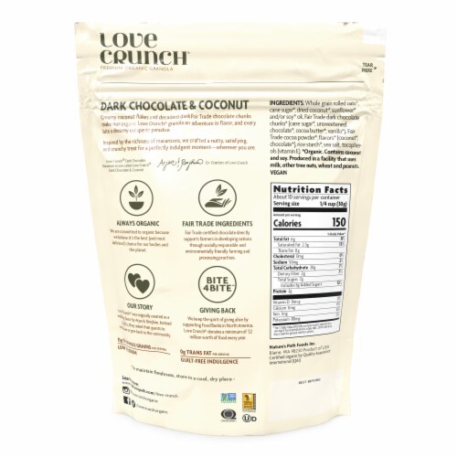 Nature's Path Love Crunch Dark Chocolate & Coconut Granola Perspective: back
