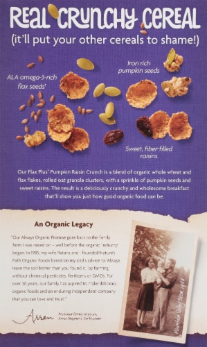 Nature's Path Organic® Flax Plus Pumpkin Raisin Crunch Cereal Perspective: back