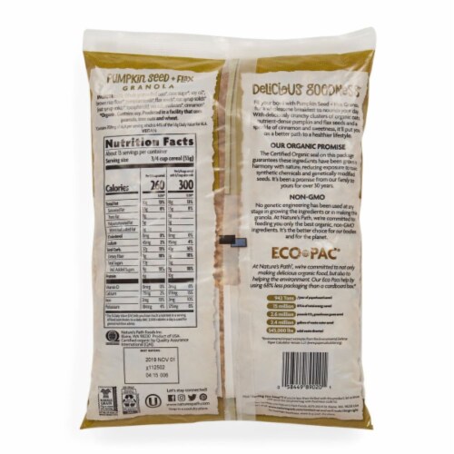 Nature's Path Organic Flax Plus Pumpkin Granola - Case of 6 - 26.4 oz. Perspective: back