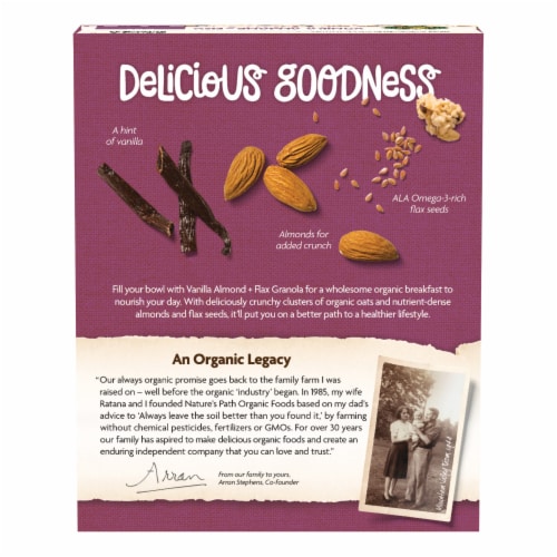 Nature's Path Organic Vanilla Almond and Flax Granola Cereal Perspective: back