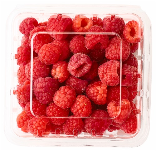 Fresh Organic Red Raspberries Perspective: back