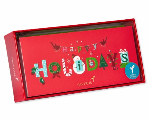 Papyrus Happy Holidays Boxed Money Holder Christmas Cards Perspective: back