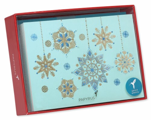 Papyrus Hanging Glitter Snowflakes Boxed Holiday Cards Perspective: back