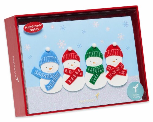 Papyrus Holiday Snowman Glitter Boxed Christmas Cards Perspective: back