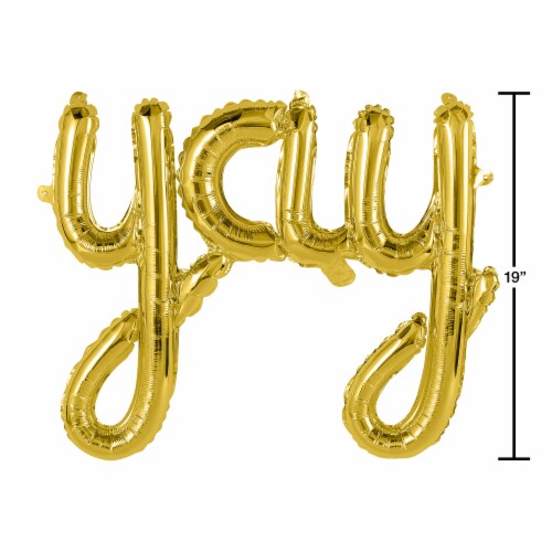 American Greetings Gold 'YAY' Foil Balloon Banner (3-Piece Set) Perspective: back