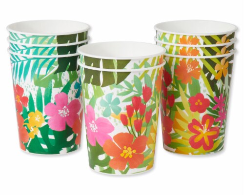 American Greetings 16 oz. Plastic Party Cups, Tropical Luau (8-Count) Perspective: back