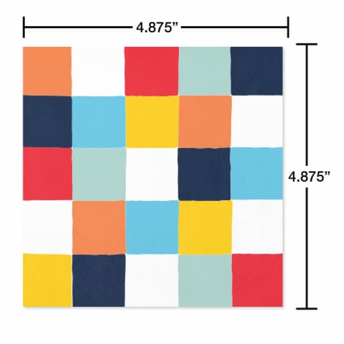 American Greetings 20-Count Beverage Napkins, Colorful Squares Perspective: back