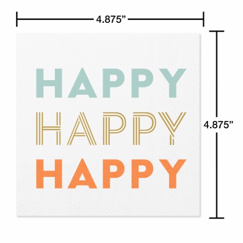 American Greetings 20-Count Beverage Napkins, Happy Happy Happy Perspective: back