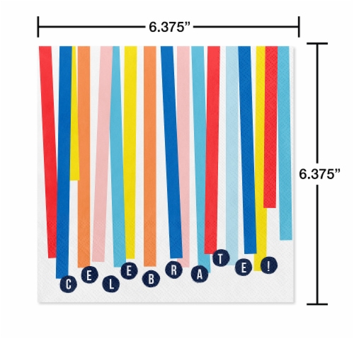 American Greetings 20-Count Birthday Lunch Napkins, Colorful Streamers Perspective: back