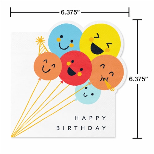 American Greetings 20-Count Birthday Lunch Napkins, Smiley Balloons Perspective: back