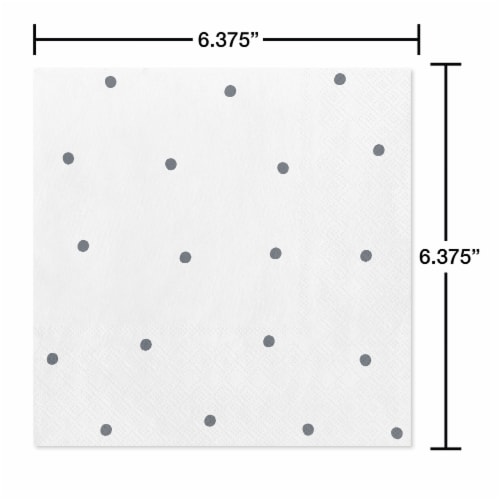 American Greetings 20-Count Lunch Napkins, Silver Polka Dots Perspective: back