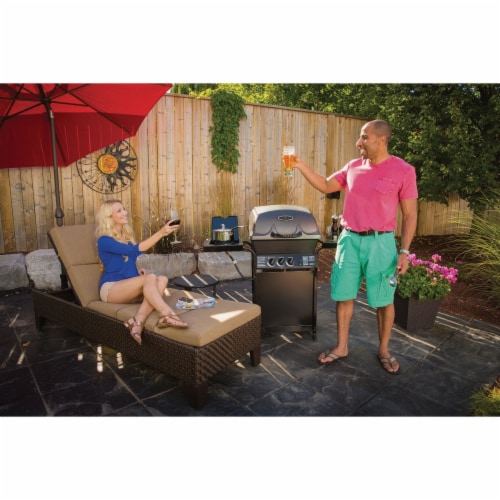 Huntington 2-Burner Black 30,000 BTU LP Gas Grill with Side Burner 30040HNT Perspective: back