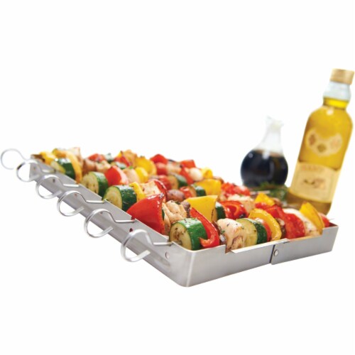 GrillPro Stainless Steel Kebab Grill Rack with Skewers 41338 Perspective: back