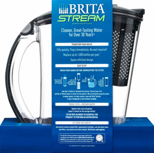Brita Stream Water Filtration System Pitcher - Carbon Gray Perspective: back