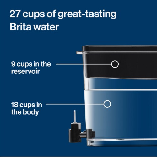 Brita Extra Large 27 Cup UltraMax Black Filtered Water Dispenser With Elite Filter Perspective: back