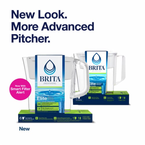 Brita Small 6 Cup Bright White Denali Water Filter Pitcher with Elite Filter Perspective: back