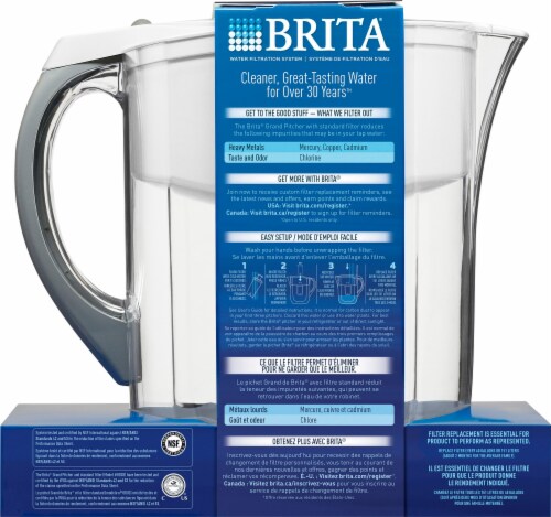 Brita® Grand Water Filtration Pitcher - White Perspective: back