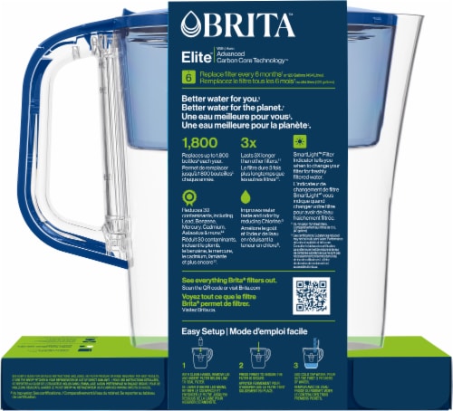 Brita Small 6 Cup Mazarine Blue Denali Water Filter Pitcher with Elite Filter Perspective: back