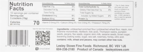 Lesley Stowe's Raincoast Crisps® Rosemary Raisin Pecan Crackers Perspective: back