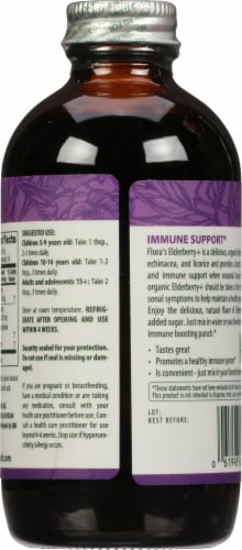 Flora Certified Organic Elderberry with Echinacea Immune Support Liquid Perspective: back