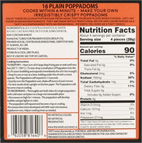 Sharwood's® Plain Puppodums Perspective: back