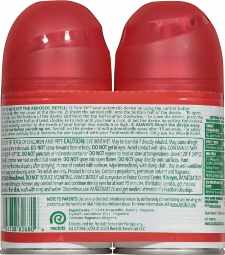 Air Wick Automatic Air Freshener Spray Refill Apple Cinnamon Essential Oils Perspective: back