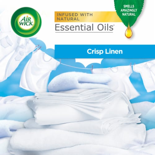Air Wick Plug in Scented Oil Refill Fresh Linen Air Freshener Essential Oils Perspective: back
