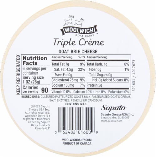Woolwich Dairy Inc Triple Creme Goat Brie Perspective: back