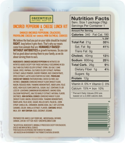 Greenfield™ Uncured Pepperoni & Cheese Lunch Kit Perspective: back