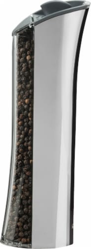 Trudeau Graviti Battery Operated LED Salt/Pepper Mill in Chrome Perspective: back