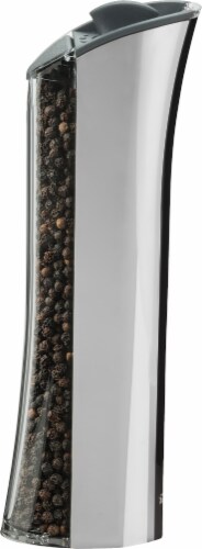 Trudeau Graviti Battery Operated LED Salt/Pepper Mill in Chrome Perspective: back