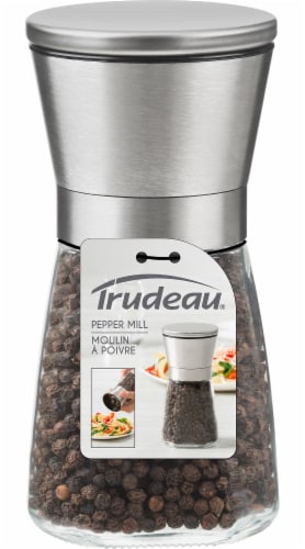 Trudeau Upside Down Pepper Mill - Clear/Silver Perspective: back
