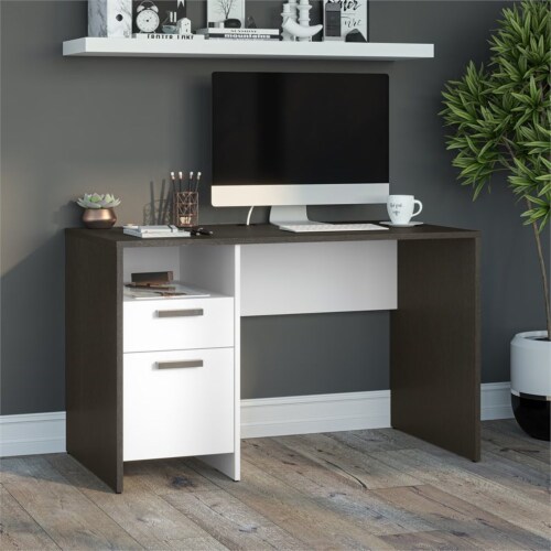 Bestar Solay 2 Drawer 48 Wooden Computer Desk in Deep Gray and