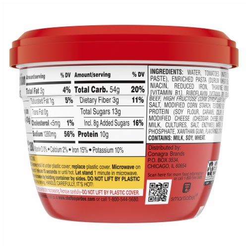 Chef Boyardee Beefaroni Big Bowl Microwave Cup Perspective: back