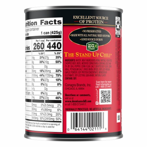 Dennison's No Bean Chili Con Carne Perspective: back