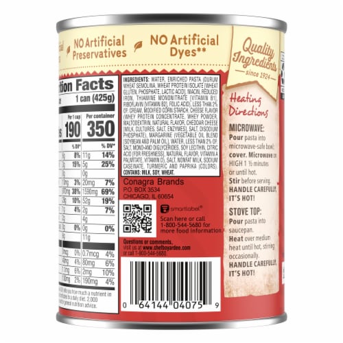 Chef Boyardee Mac And Cheese Perspective: back