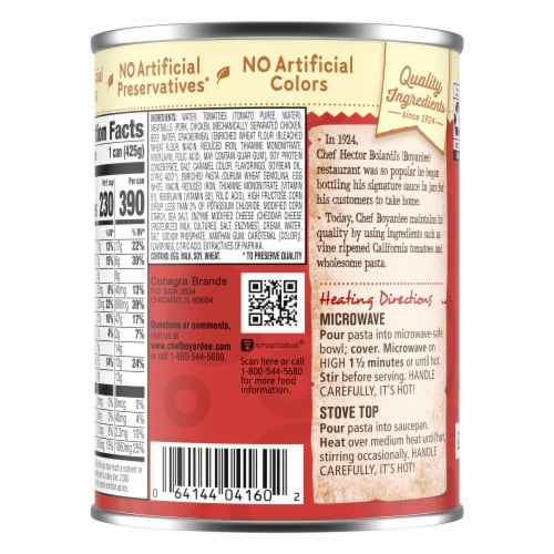 Chef Boyardee Mini Spaghetti Rings And Meatballs Perspective: back