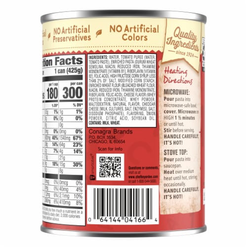 Chef Boyardee Mini Abc's And 123's Perspective: back