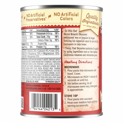 Chef Boyardee Jumbo Spaghetti And Meatballs Perspective: back