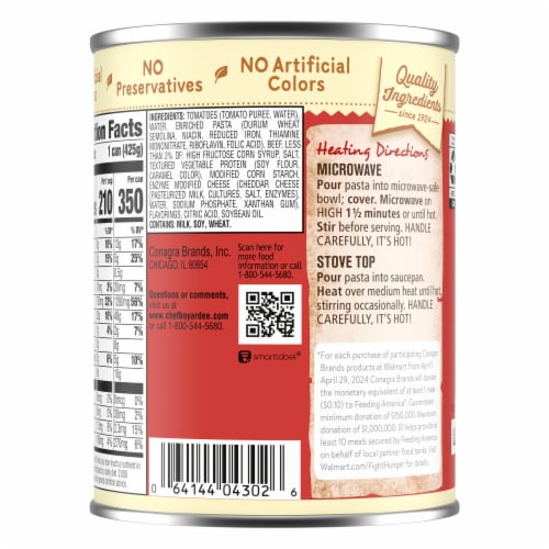 Chef Boyardee Beefaroni Microwave Pasta Perspective: back