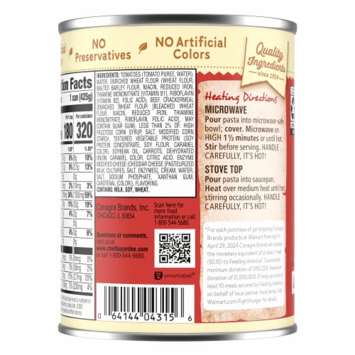 Chef Boyardee Beef Ravioli Microwave Pasta Perspective: back