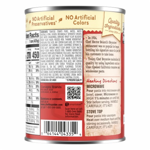 Chef Boyardee Mini Beef Ravioli And Meatballs Perspective: back