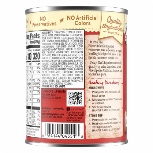 Chef Boyardee Overstuffed Beef Ravioli Perspective: back