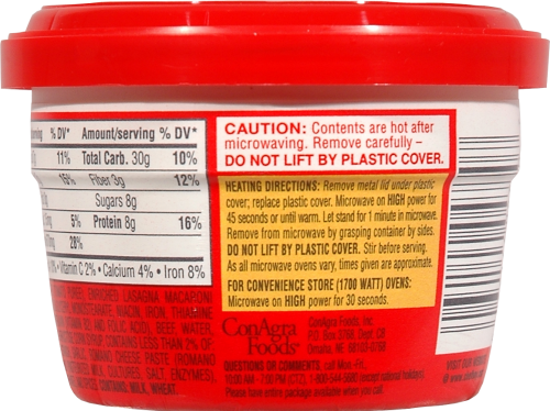 Chef Boyardee® Lasagna Pasta with Chunky Tomato & Meat Sauce Microwaveable Cup Perspective: back