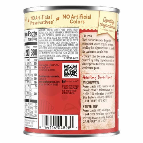 Chef Boyardee Mini Pasta Shells And Meatballs Perspective: back