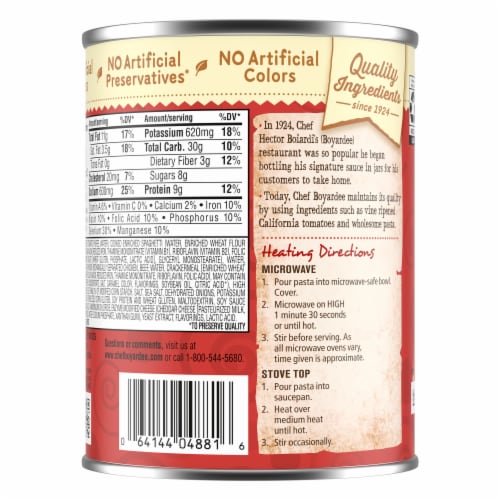 Chef Boyardee Mini Spaghetti And Meatballs Perspective: back